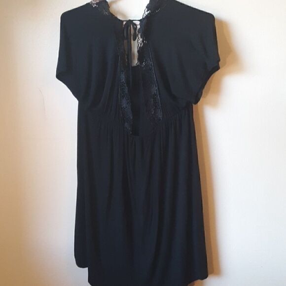 LUX BLACK OPEN BACK CAP SLEEVE MINI DRESS M - Picture 4 of 5